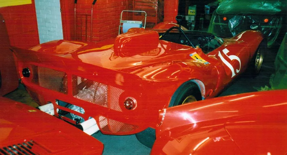 Ferrari 330 P 0844 in Talacrest workshops quite a few years ago with Can-Am body